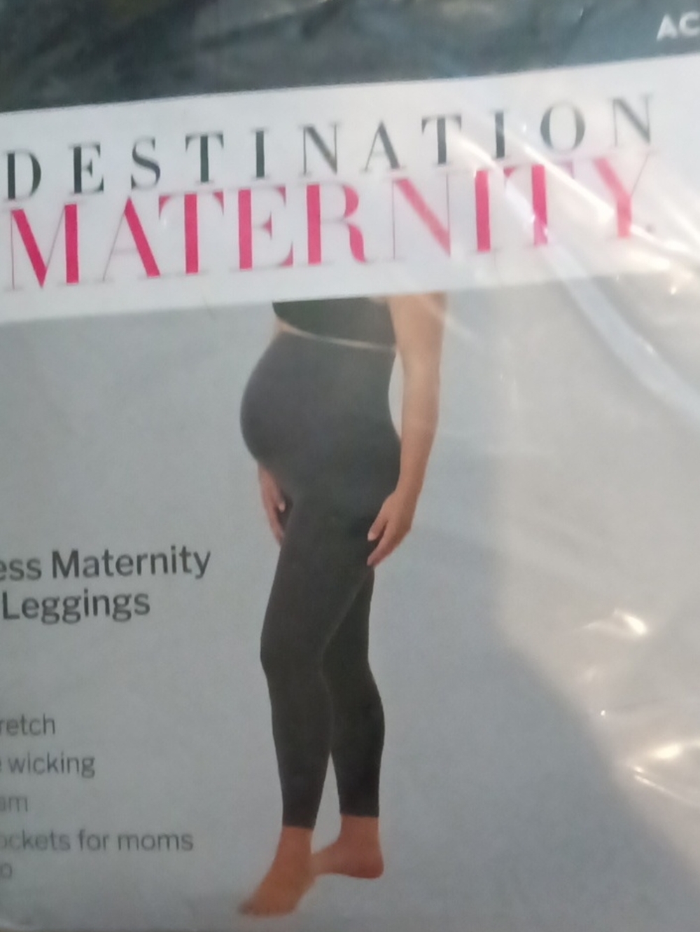 Destination Maternity Gray 7/8 Inseam Seamless Leggings Cargo Side Pockets